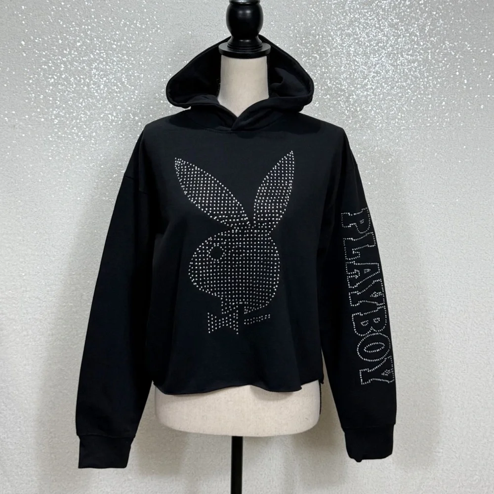 PLAYBOY Black Hoodie with Silver Accents - Picture 10 of 10